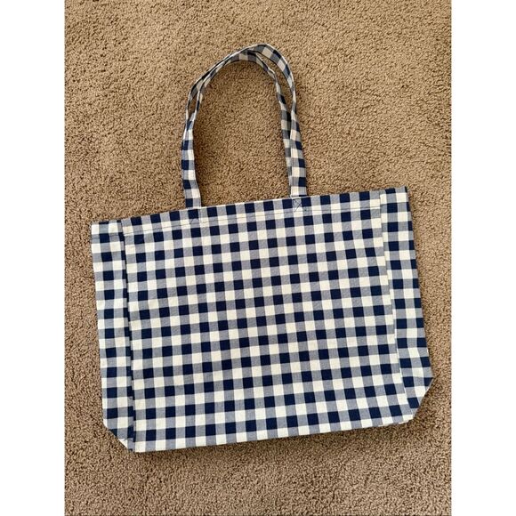 Sezane Vichy Canvas Tote in Blue Gingham - Picture 2 of 7